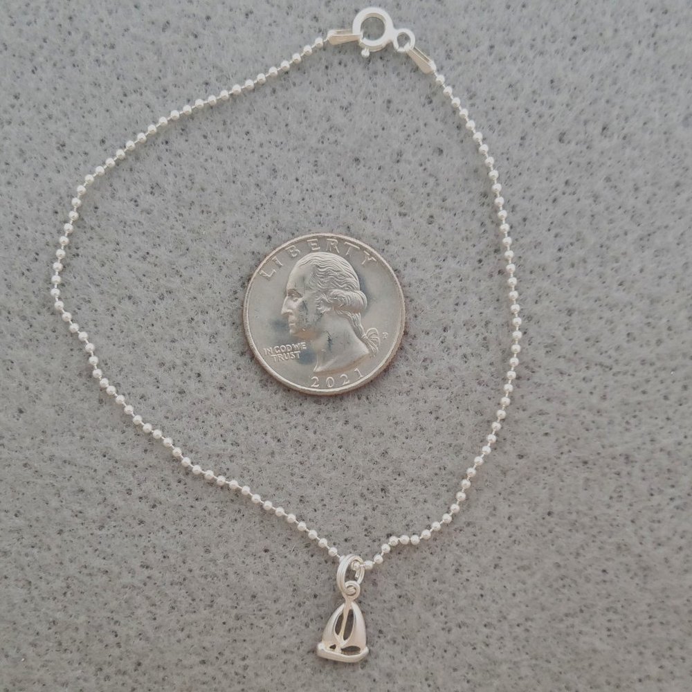 Anklet 925 Sterling Silver Chain and Sailboat Charm